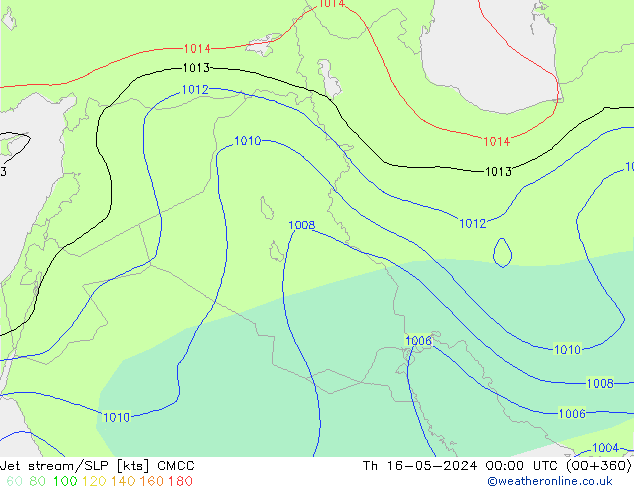 Jet stream/SLP CMCC Čt 16.05.2024 00 UTC