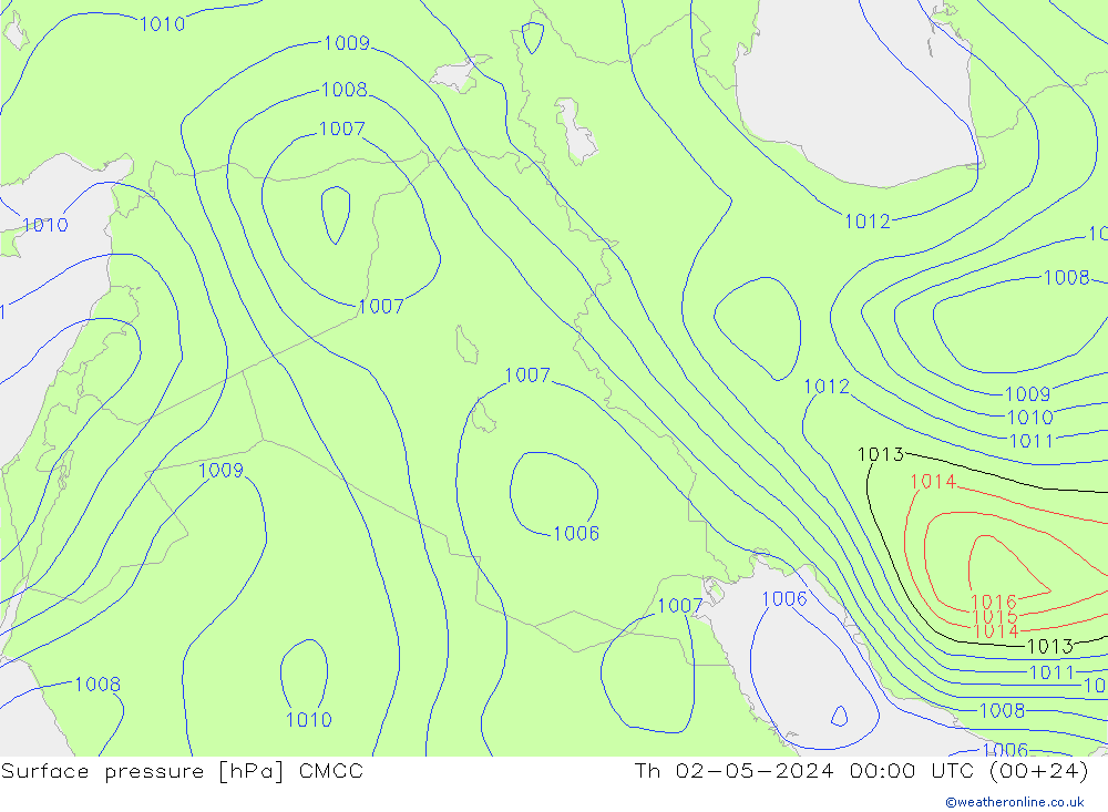 pressão do solo CMCC Qui 02.05.2024 00 UTC