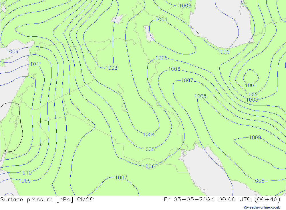 приземное давление CMCC пт 03.05.2024 00 UTC