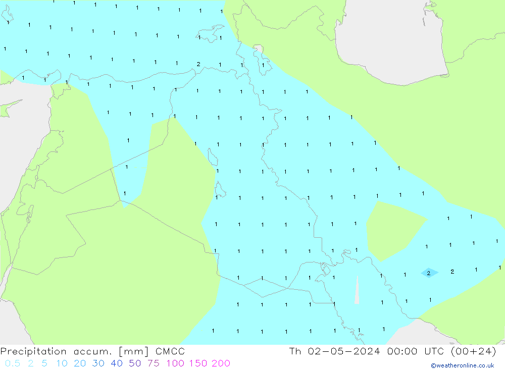 Precipitation accum. CMCC Th 02.05.2024 00 UTC