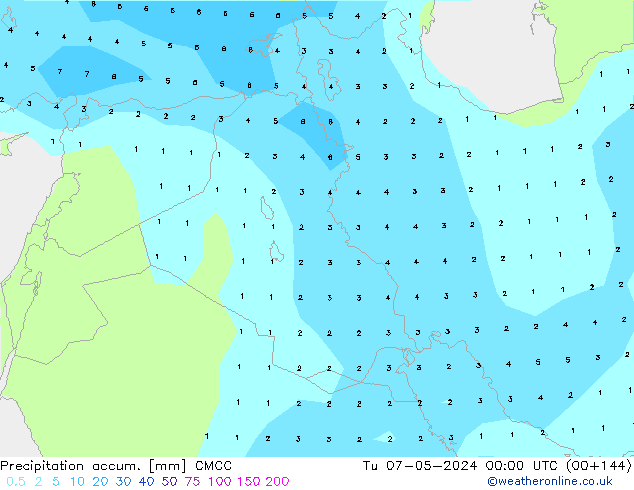 Précipitation accum. CMCC mar 07.05.2024 00 UTC