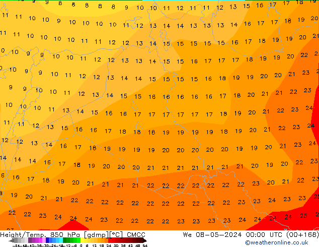 Height/Temp. 850 hPa CMCC We 08.05.2024 00 UTC