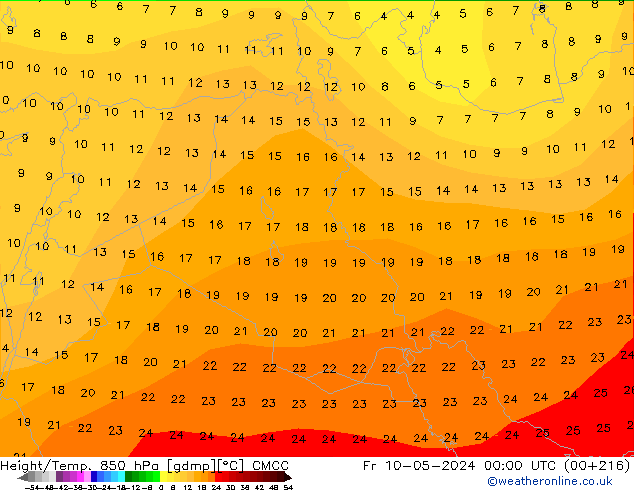 Height/Temp. 850 hPa CMCC Fr 10.05.2024 00 UTC