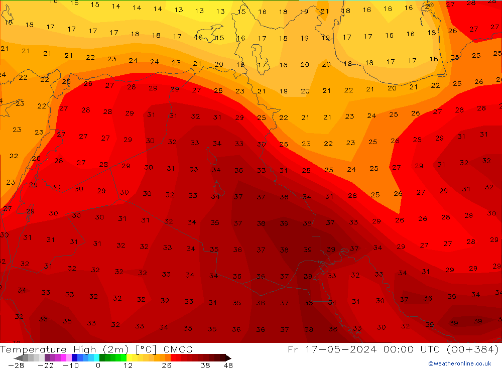 Temperature High (2m) CMCC Fr 17.05.2024 00 UTC