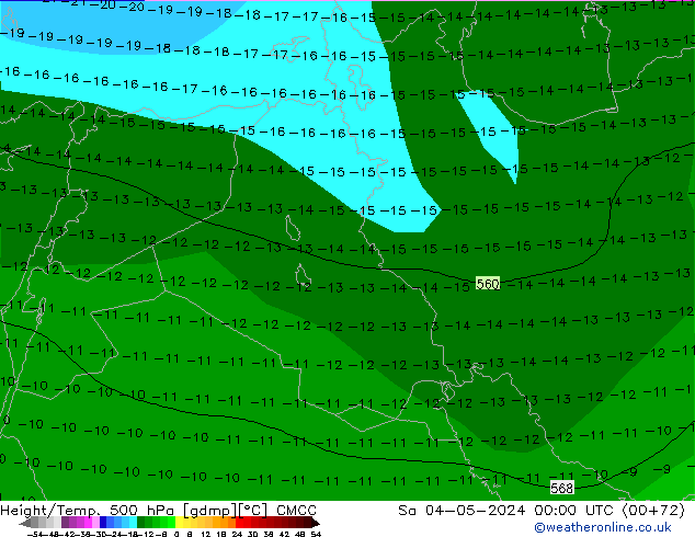 Height/Temp. 500 гПа CMCC сб 04.05.2024 00 UTC