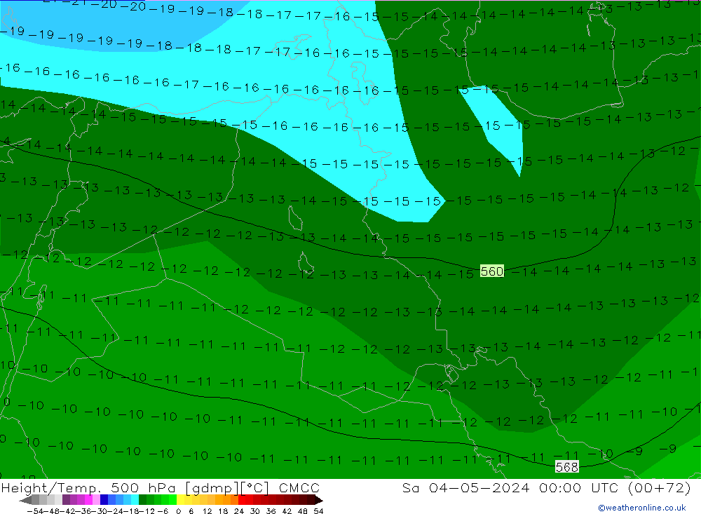 Yükseklik/Sıc. 500 hPa CMCC Cts 04.05.2024 00 UTC