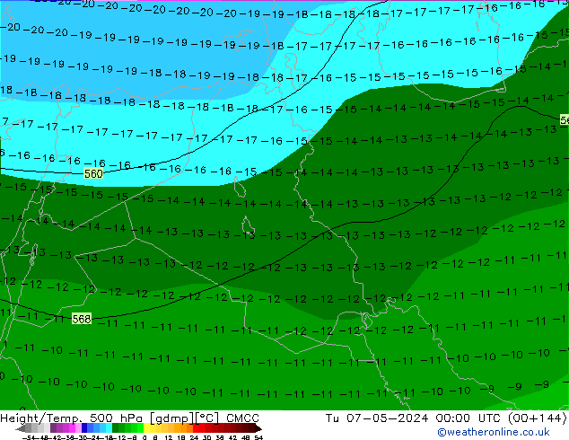 Height/Temp. 500 hPa CMCC mar 07.05.2024 00 UTC