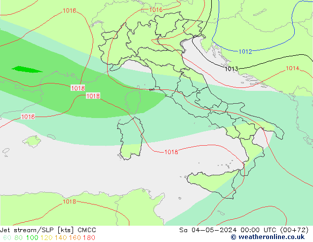 Jet stream CMCC Sáb 04.05.2024 00 UTC