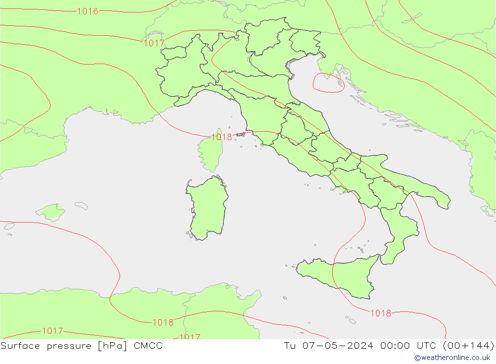 приземное давление CMCC вт 07.05.2024 00 UTC