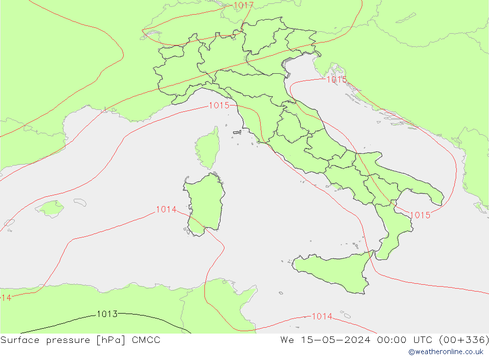 pressão do solo CMCC Qua 15.05.2024 00 UTC