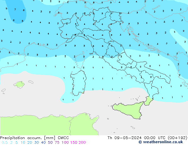 Precipitation accum. CMCC  09.05.2024 00 UTC