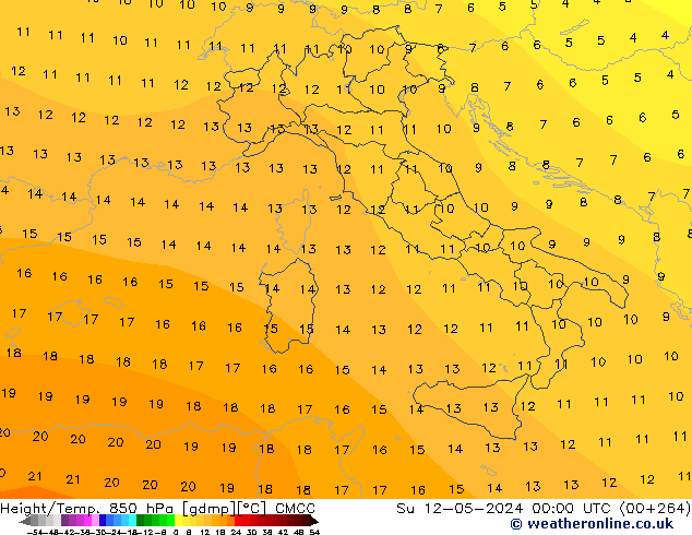 Yükseklik/Sıc. 850 hPa CMCC Paz 12.05.2024 00 UTC