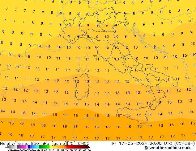 Height/Temp. 850 hPa CMCC Fr 17.05.2024 00 UTC