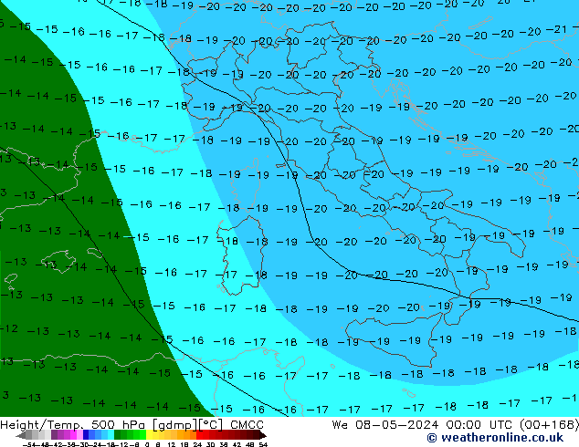 Hoogte/Temp. 500 hPa CMCC wo 08.05.2024 00 UTC