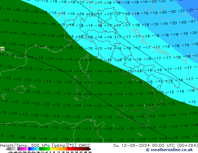 Height/Temp. 500 hPa CMCC Su 12.05.2024 00 UTC