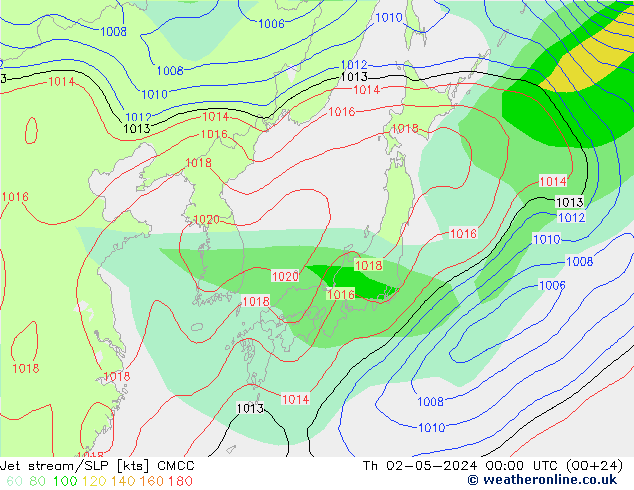 Jet stream/SLP CMCC Čt 02.05.2024 00 UTC