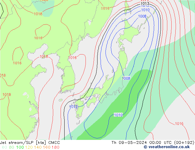 Jet stream/SLP CMCC Th 09.05.2024 00 UTC