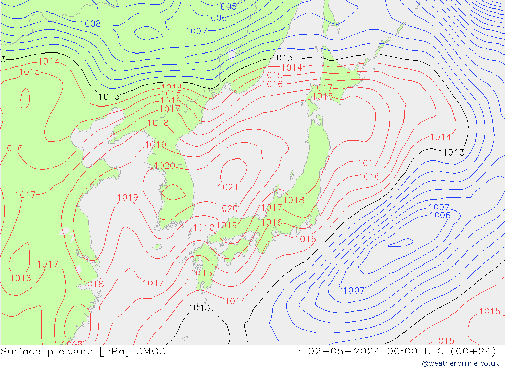 Atmosférický tlak CMCC Čt 02.05.2024 00 UTC