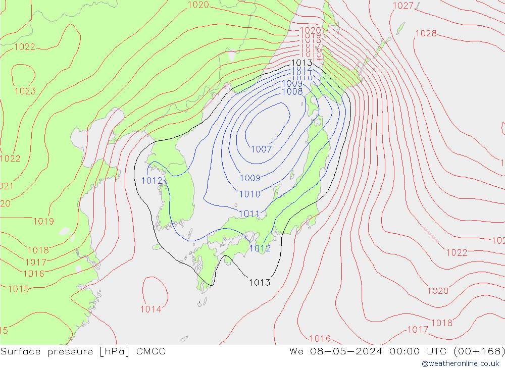 Pressione al suolo CMCC mer 08.05.2024 00 UTC