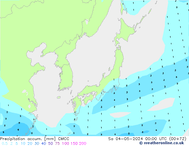 Precipitation accum. CMCC so. 04.05.2024 00 UTC