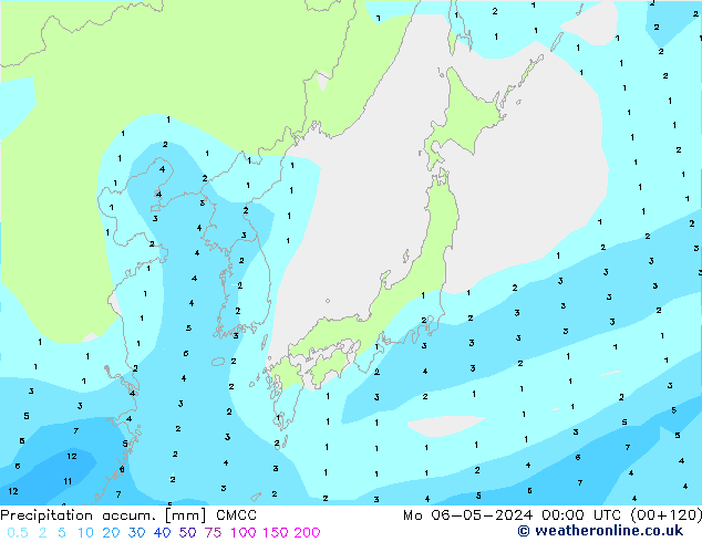 Precipitation accum. CMCC Seg 06.05.2024 00 UTC