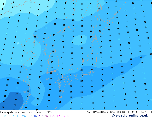 Precipitation accum. CMCC Ne 02.06.2024 00 UTC