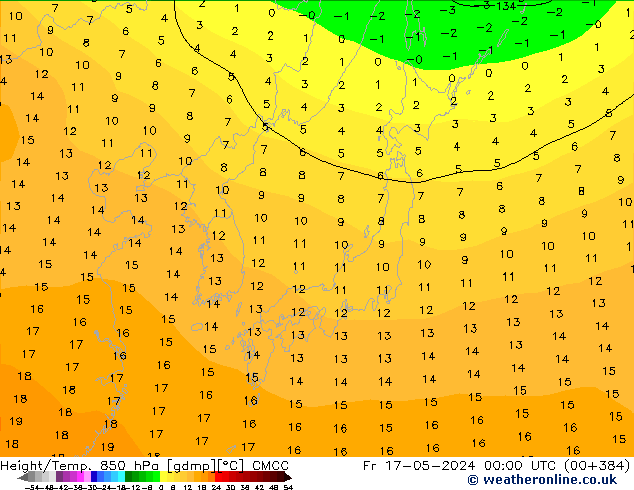 Yükseklik/Sıc. 850 hPa CMCC Cu 17.05.2024 00 UTC