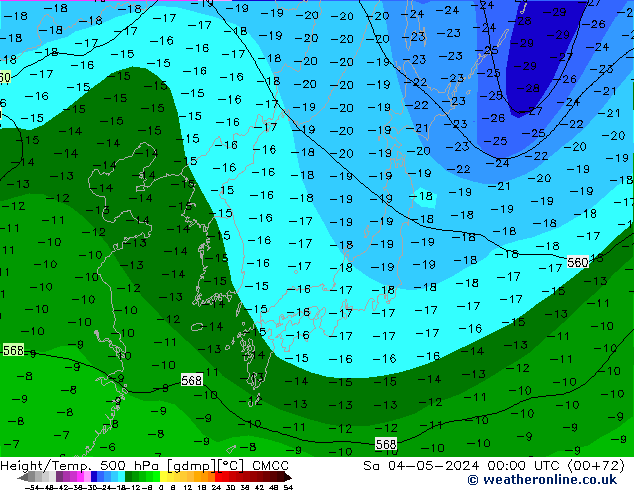 Height/Temp. 500 hPa CMCC Sa 04.05.2024 00 UTC