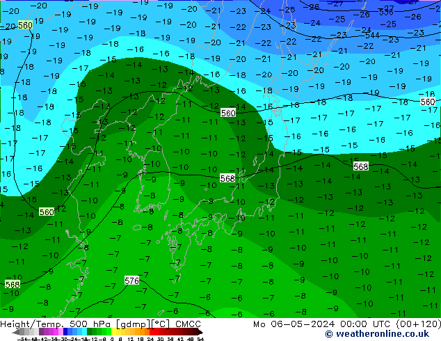 Height/Temp. 500 hPa CMCC Mo 06.05.2024 00 UTC