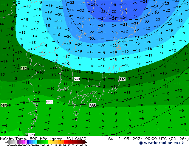 Height/Temp. 500 hPa CMCC So 12.05.2024 00 UTC