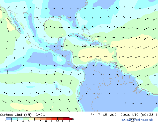 Surface wind (bft) CMCC Fr 17.05.2024 00 UTC