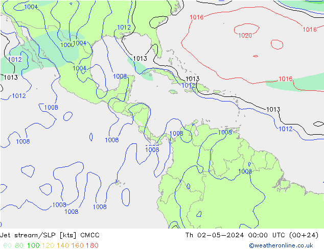 Jet stream/SLP CMCC Th 02.05.2024 00 UTC