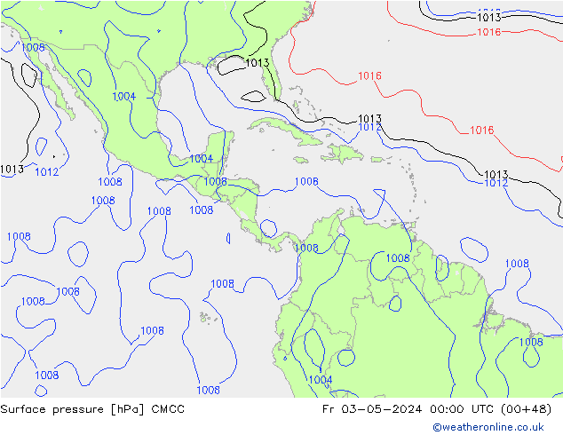 Pressione al suolo CMCC ven 03.05.2024 00 UTC