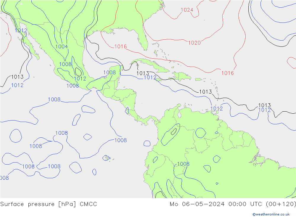 Surface pressure CMCC Mo 06.05.2024 00 UTC