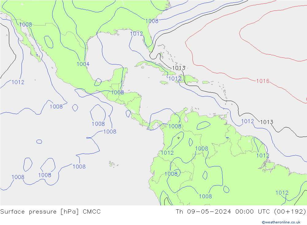 Pressione al suolo CMCC gio 09.05.2024 00 UTC