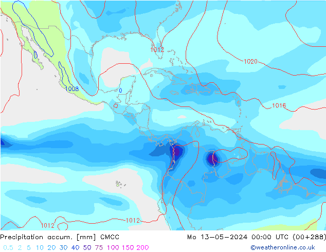 Précipitation accum. CMCC lun 13.05.2024 00 UTC