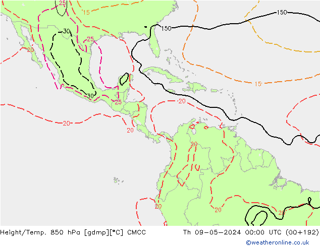 Height/Temp. 850 hPa CMCC  09.05.2024 00 UTC