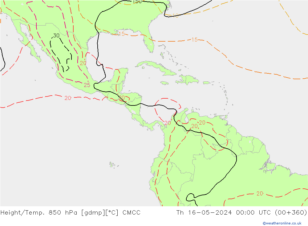 Height/Temp. 850 hPa CMCC czw. 16.05.2024 00 UTC