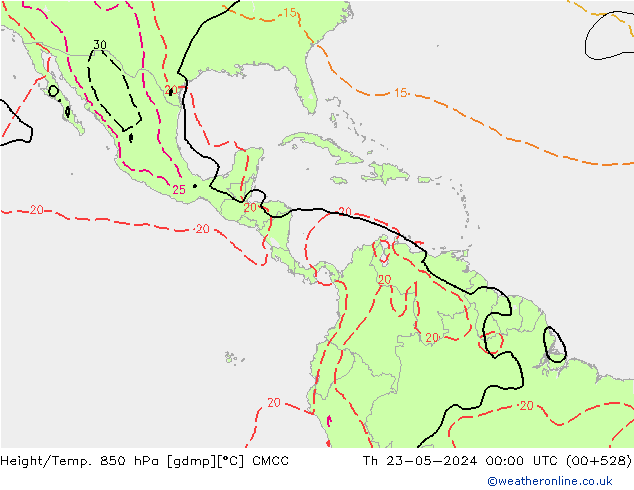 Height/Temp. 850 hPa CMCC Qui 23.05.2024 00 UTC