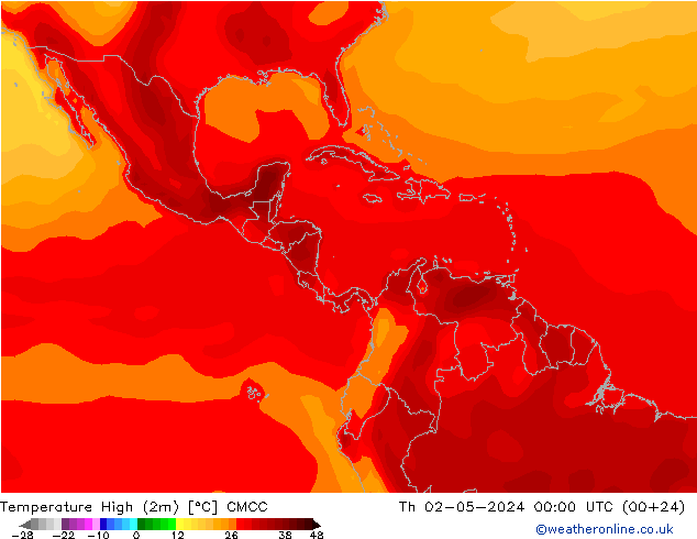 Temperatura máx. (2m) CMCC jue 02.05.2024 00 UTC