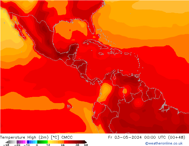 Temperature High (2m) CMCC Fr 03.05.2024 00 UTC