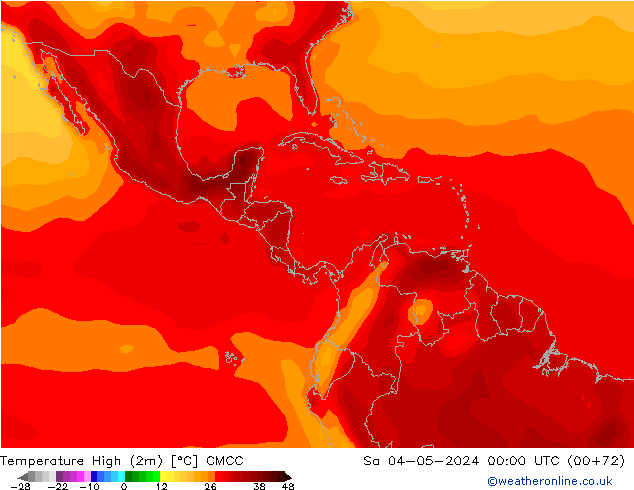 temperatura máx. (2m) CMCC Sáb 04.05.2024 00 UTC