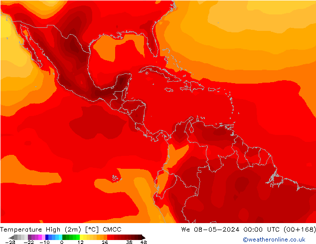 temperatura máx. (2m) CMCC Qua 08.05.2024 00 UTC