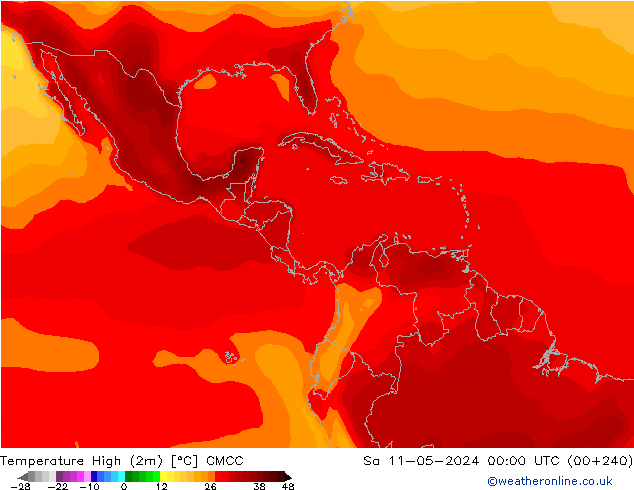 Nejvyšší teplota (2m) CMCC So 11.05.2024 00 UTC