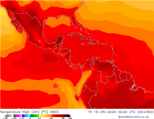 Temperature High (2m) CMCC Th 16.05.2024 00 UTC