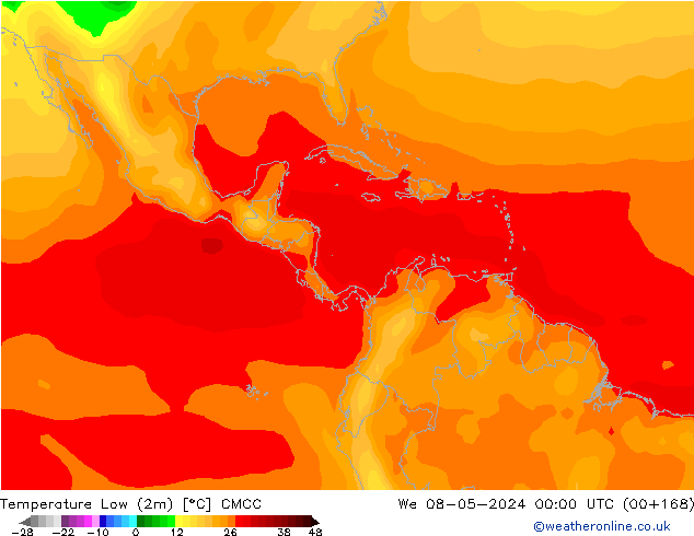 Nejnižší teplota (2m) CMCC St 08.05.2024 00 UTC