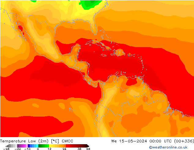 Temp. minima (2m) CMCC mer 15.05.2024 00 UTC