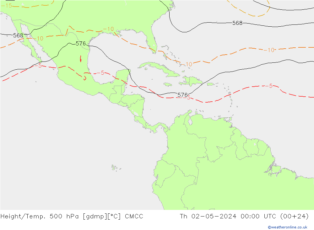 Height/Temp. 500 hPa CMCC Th 02.05.2024 00 UTC