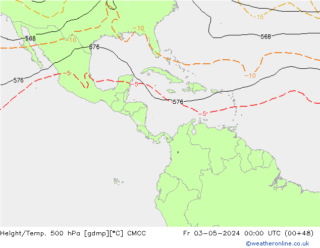 Yükseklik/Sıc. 500 hPa CMCC Cu 03.05.2024 00 UTC