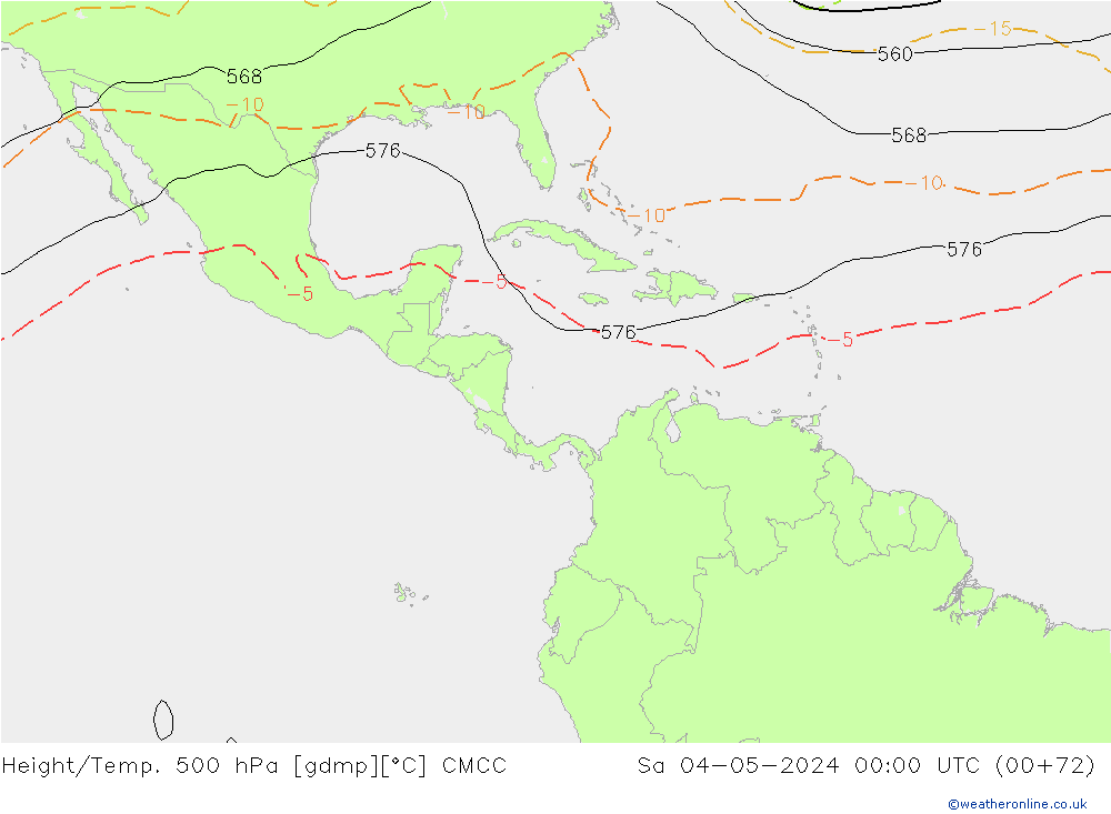 Yükseklik/Sıc. 500 hPa CMCC Cts 04.05.2024 00 UTC